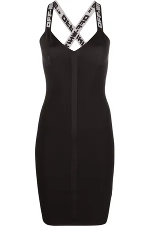 OFF-WHITE Logo straps V-neck mini dress