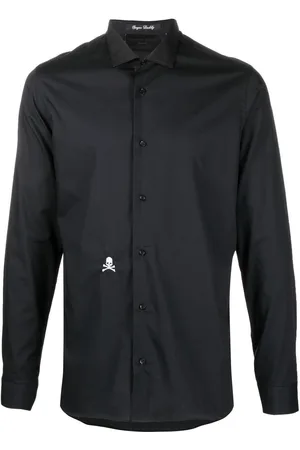 Philipp Plein Embroidered skull cotton shirt