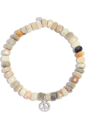 Sydney Evan 14kt white gold diamond and opal charm bracelet