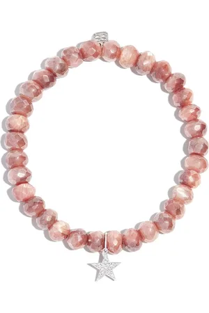 Sydney Evan 14kt white gold star charm beaded bracelet