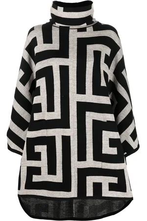 Balmain Logo embroidered poncho jacket