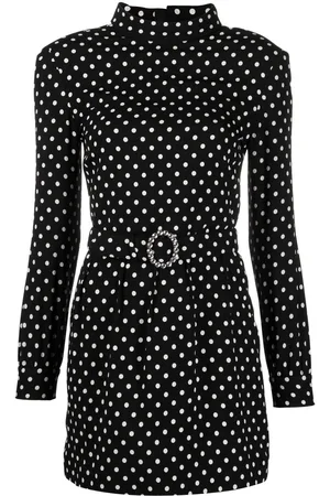 Saint Laurent Belted polka-dot minidress
