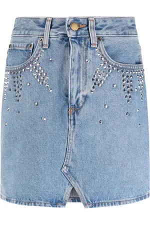 Alessandra Rich Rhinestone-embellished denim skirt