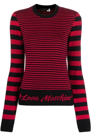 Moschino Intarsia-logo striped jumper