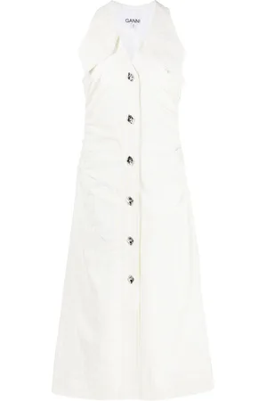 Ganni V-neck sleeveless midi dress