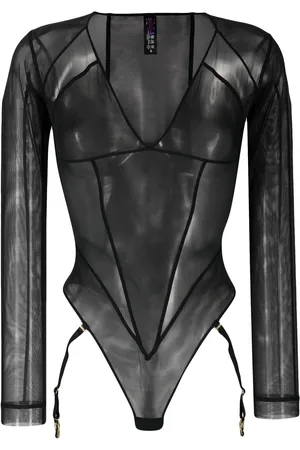 MAISON CLOSE Dahlia sheer long-sleeve bodysuit