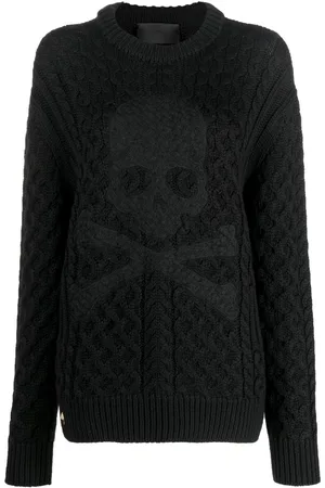 Philipp Plein Embossed skull wool jumper