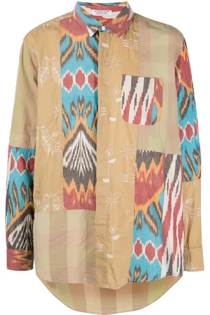 ENGINEERED GARMENTS Patchwork stripe longline shirt