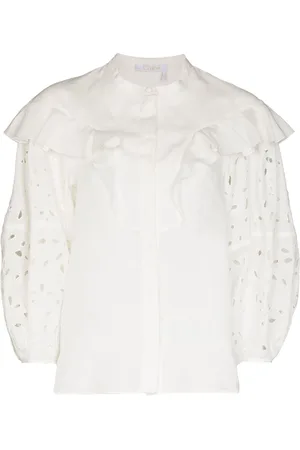 Chloé Broderie-anglaise ruffled blouse