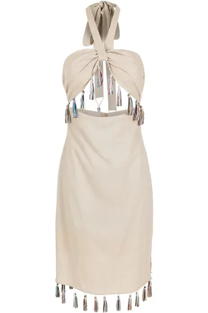 Olympiah Tassel-trim halterneck midi dress