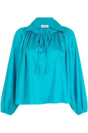 Olympiah Gathered-detail long-sleeved blouse