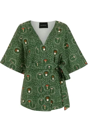 Olympiah Mushroom-print wrap top