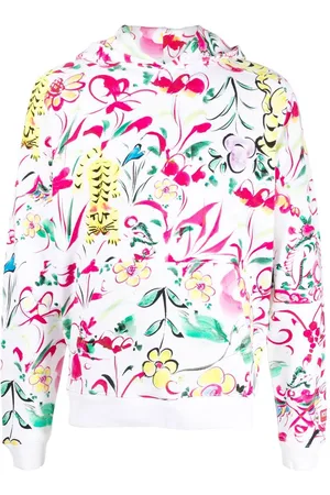 Kenzo Floral-print logo-patch hoodie
