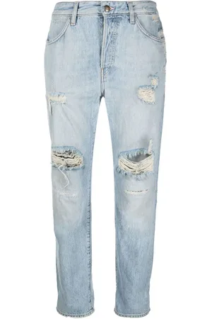 WASHINGTON DEE CEE Distressed straight-leg jeans