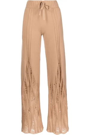 DION LEE Distressed high-waist cashmere trousers