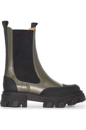 Ganni Polished-finish ridged-sole boots