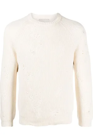 LANEUS Ripped ribbed-knit jumper