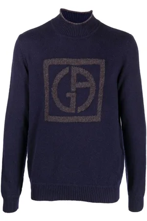 Giorgio Armani Embossed logo mock-neck jumper