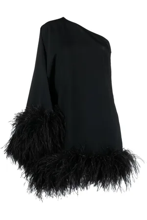 ‎Taller Marmo‎ Piccolo Ubud feather-trim one-shoulder dress