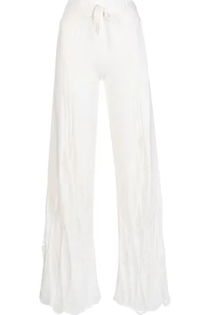 DION LEE Distressed high-waist cashmere trousers