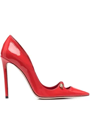 HARDOT 110mm bar-detail patent leather pumps