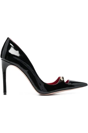 HARDOT 110mm bar-detail patent leather pumps