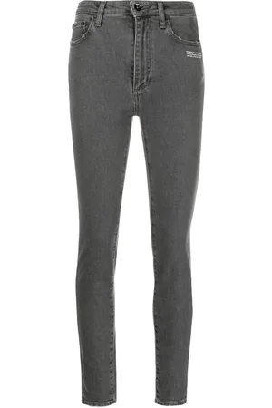 OFF-WHITE Slogan-print cropped skinny jeans