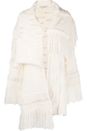 Stella McCartney Asymmetric fringed cardi-coat