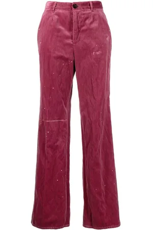 Dsquared2 Embroidered-logo velvet trousers