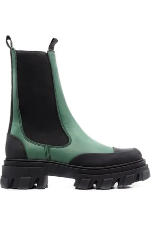 Ganni Colour-block leather ankle boots