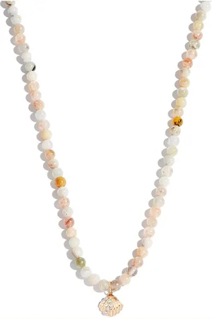 Sydney Evan 14kt yellow small shell clam charm beaded necklace