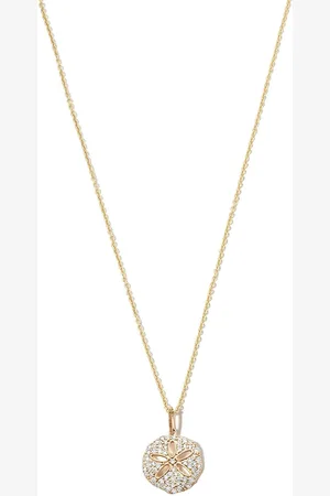 Sydney Evan 14kt yellow Sand Dollar diamond pendant necklace