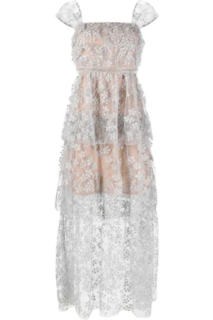 Self-Portrait Floral-embroidered maxi dress