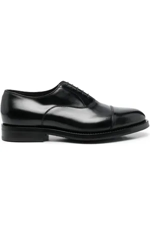 santoni Almond-toe leather derby shoes
