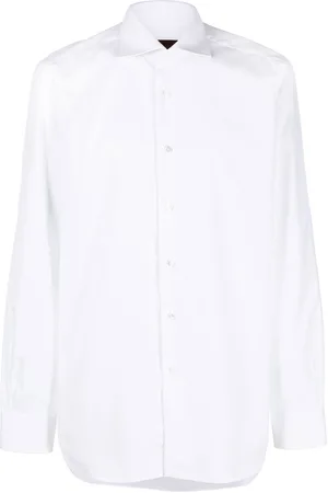 BARBA Cutaway-collar cotton shirt
