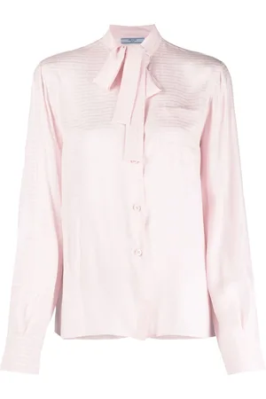 Prada Pussy-bow silk jacquard blouse