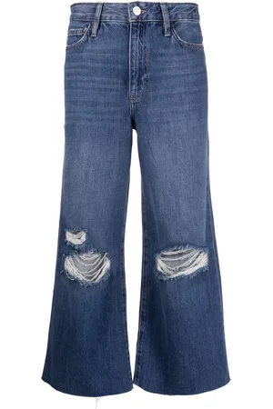Frame Distressed cropped-leg jeans