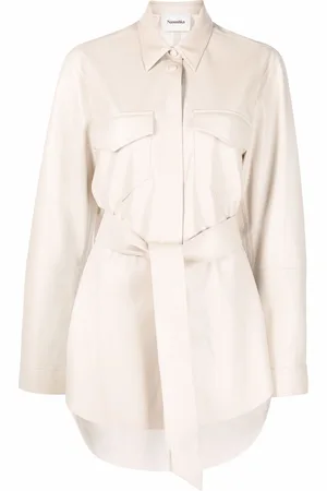 Nanushka Vegan-leather belted oversize shirt