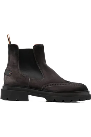 santoni Brogue-detail suede boots