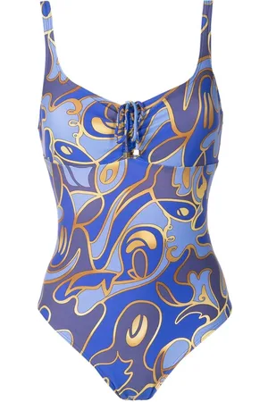 Lygia & Nanny Graphic-print front-tie swimsuit