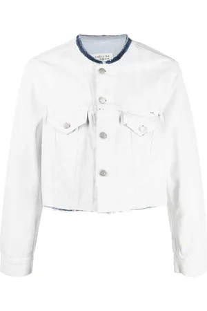 Maison Margiela Collarless cropped denim jacket