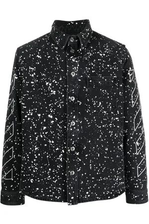 OFF-WHITE Diag-stripe paint-splatter denim shirt