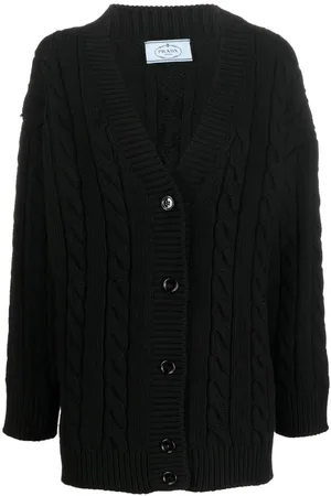 Prada V-neck cable-knit cardigan
