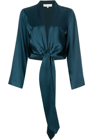 Michelle Mason Long sleeved tie-waist blouse