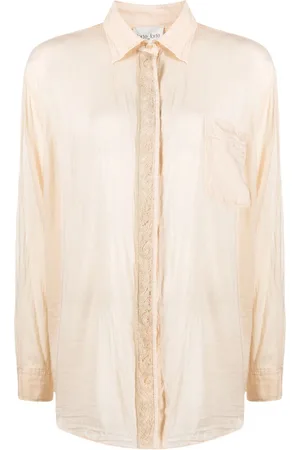 FORTE FORTE Lace-panel long-sleeved shirt