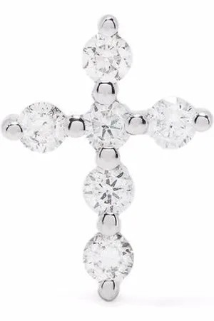 DJULA 18kt white gold Cross diamond piercing