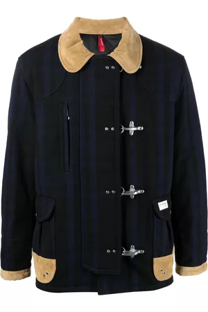FAY Stripe-print contrast-trim duffle coat