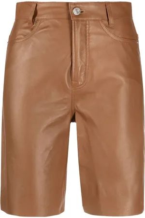 Frame High-waisted leather shorts