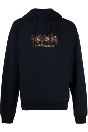 MARTINE ROSE Logo-embroidered drawstring hoodie
