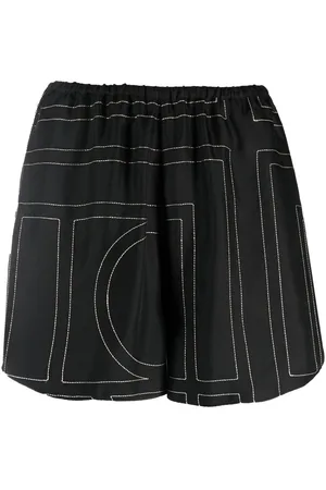 Totême Geometric-print silk shorts